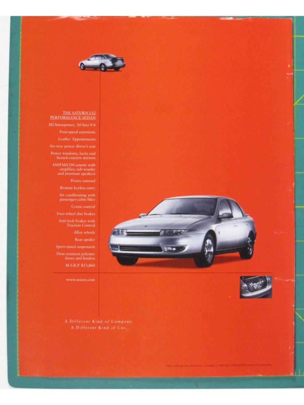 Print Ad Saturn LS2 Performance Sedan 182 Horsepower V6 2000 Vintage